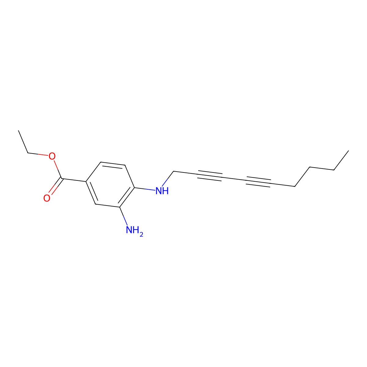 Ethyl3-amino-4-(nona-2,4-diyn-1-ylamino)benzoate molecular structure, CAS 2226204-90-4