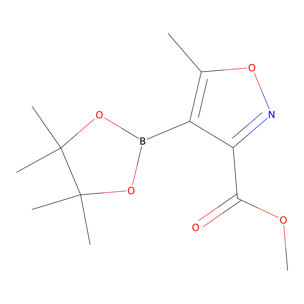 Methyl 5-methyl-4-(4,4,5,5-tetramethyl-1,3,2-dioxaborolan-2-yl)-1,2-oxazole-3-carboxylate molecular structure, CAS 2226220-12-6