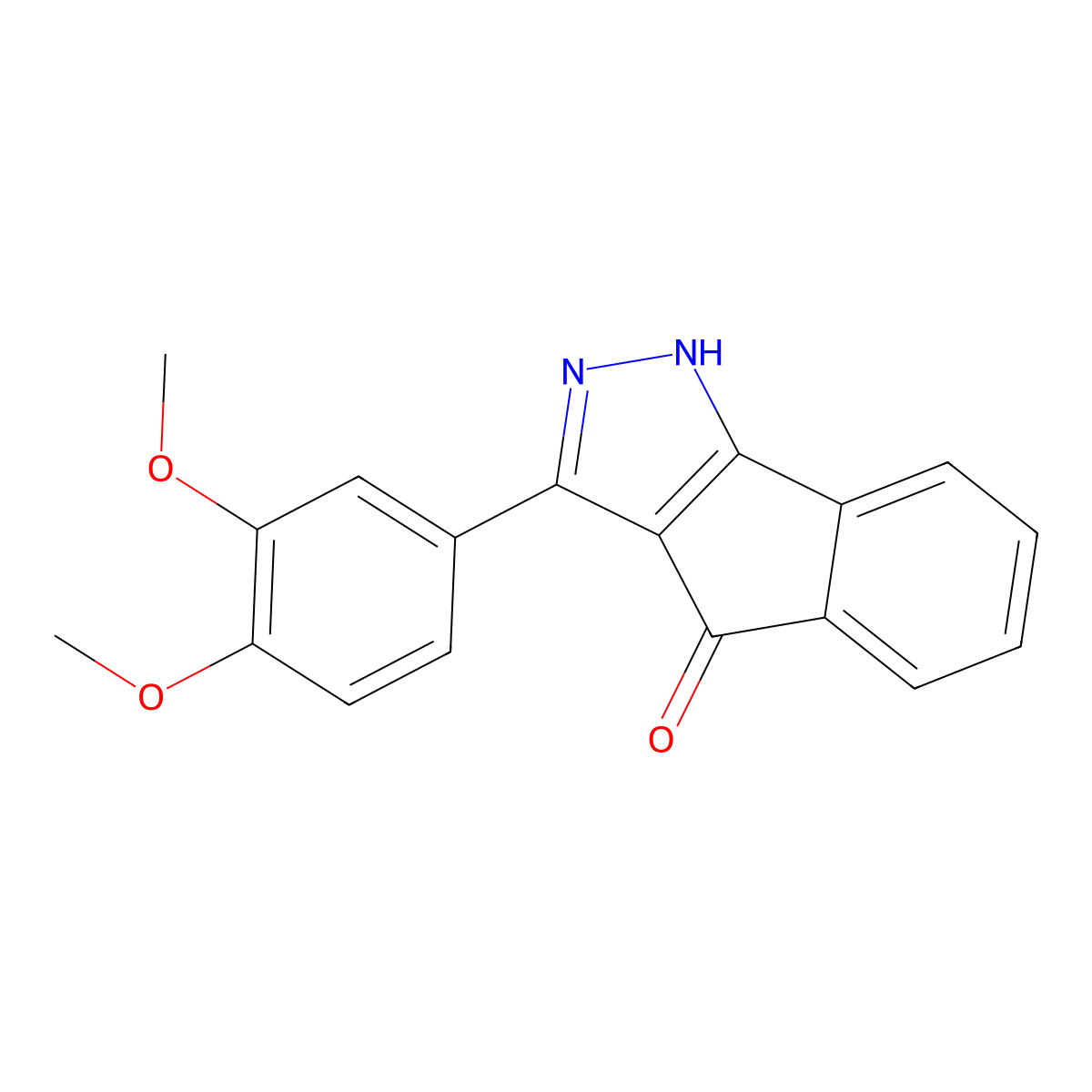 3-(3,4-dimethoxyphenyl)indeno[1,2-c]pyrazol-4(1H)-one molecular structure, CAS 222626-23-5