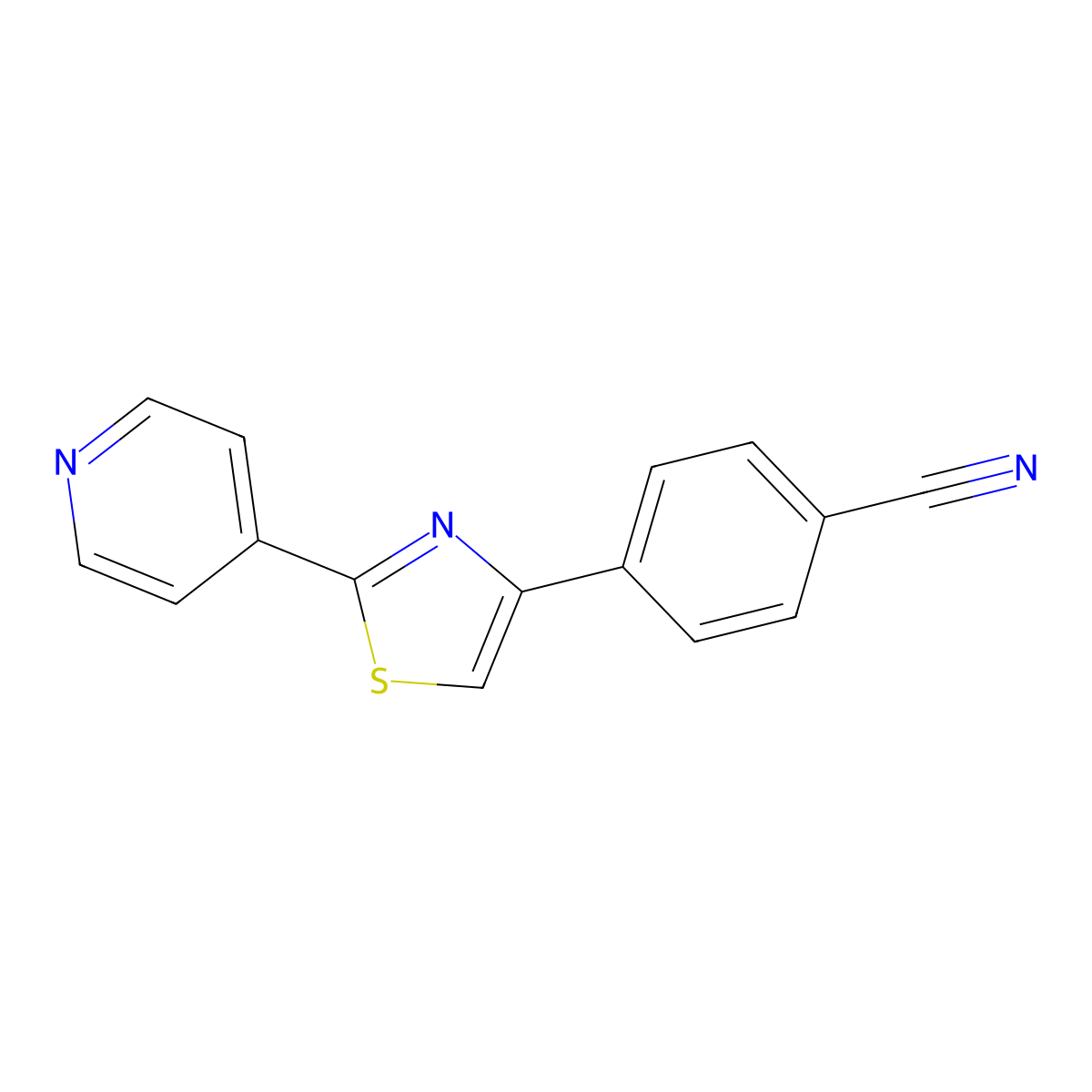 4-[2-(Pyridin-4-yl)-1,3-thiazol-4-yl]benzonitrile molecular structure, CAS 222629-39-2