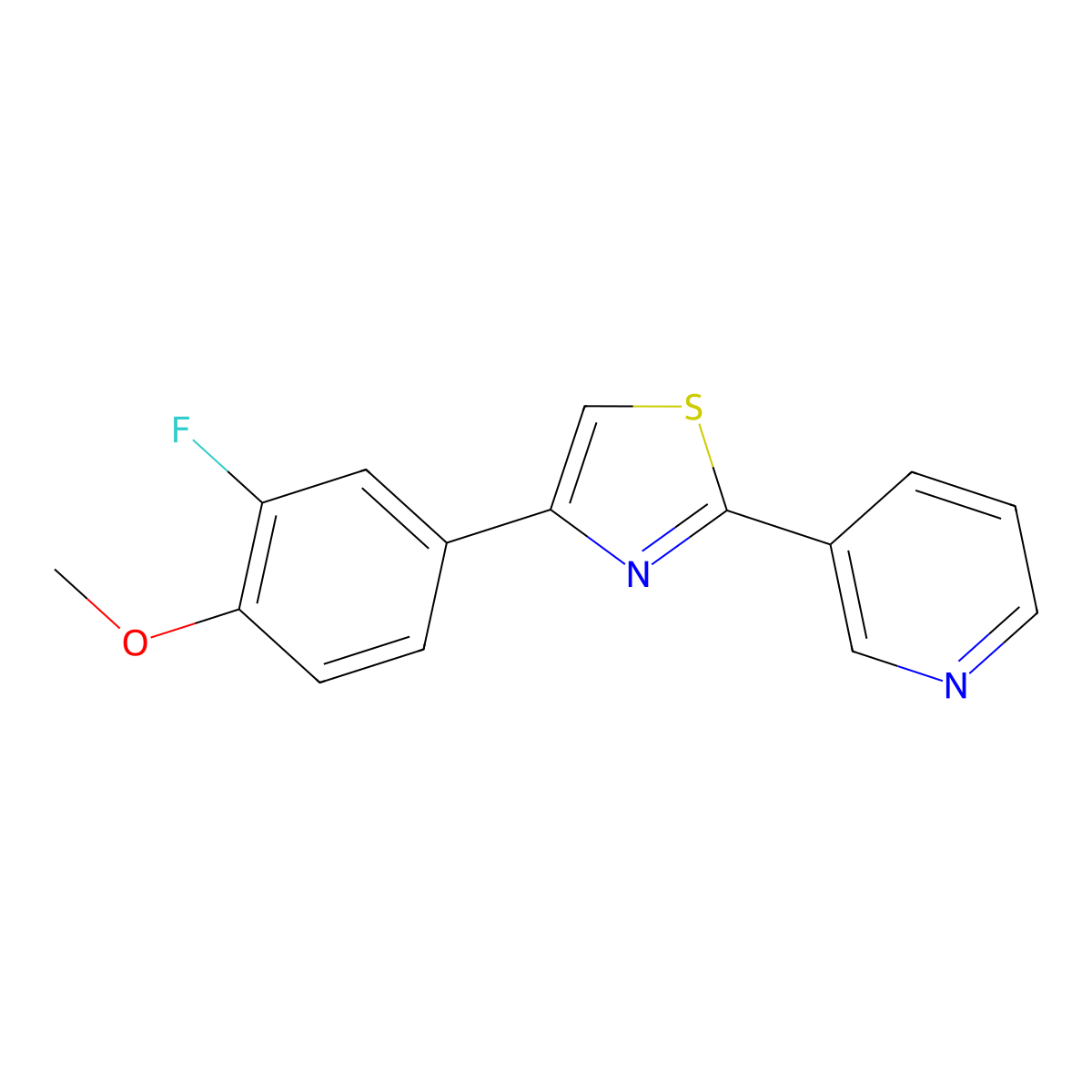 3-[4-(3-Fluoro-4-methoxyphenyl)-1,3-thiazol-2-yl]pyridine molecular structure, CAS 222629-51-8