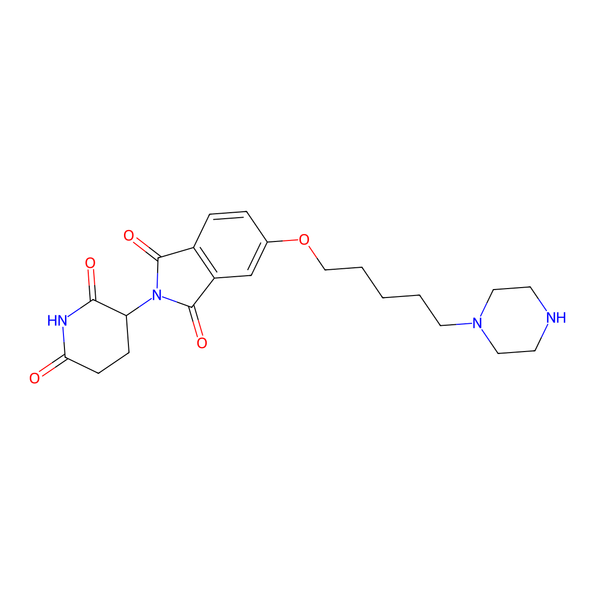 2-(2,6-dioxopiperidin-3-yl)-5-{[5-(piperazin-1-yl)pentyl]oxy}-2,3-dihydro-1H-isoindole-1,3-dione molecular structure, CAS 2226298-47-9
