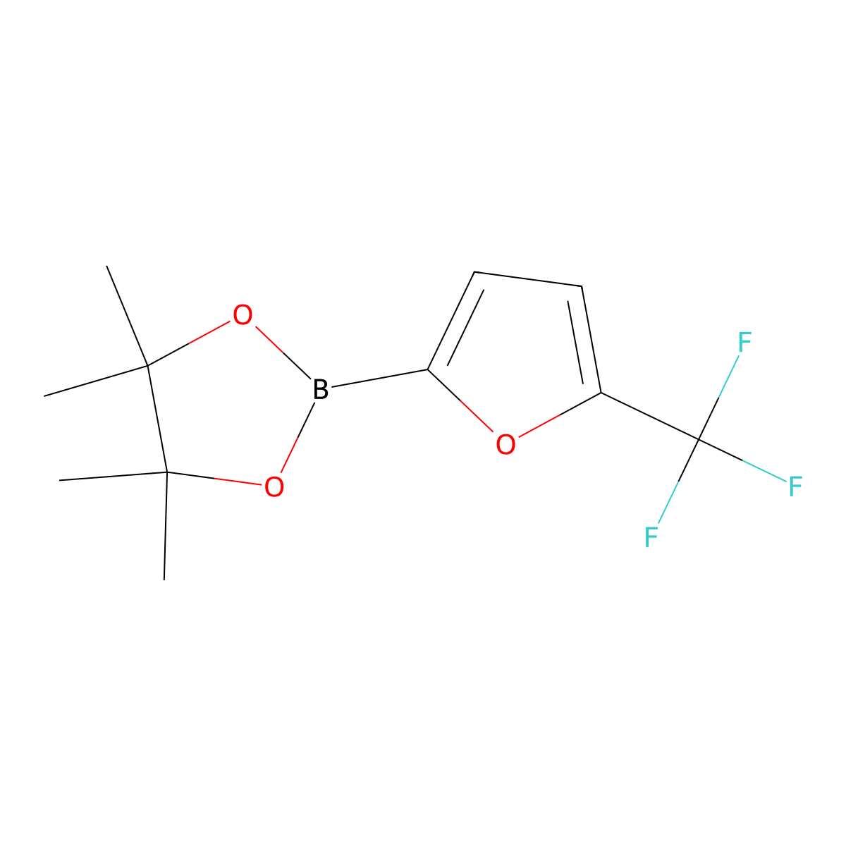 4,4,5,5-Tetramethyl-2-(5-(trifluoromethyl)furan-2-yl)-1,3,2-dioxaborolane molecular structure, CAS 2226354-39-6