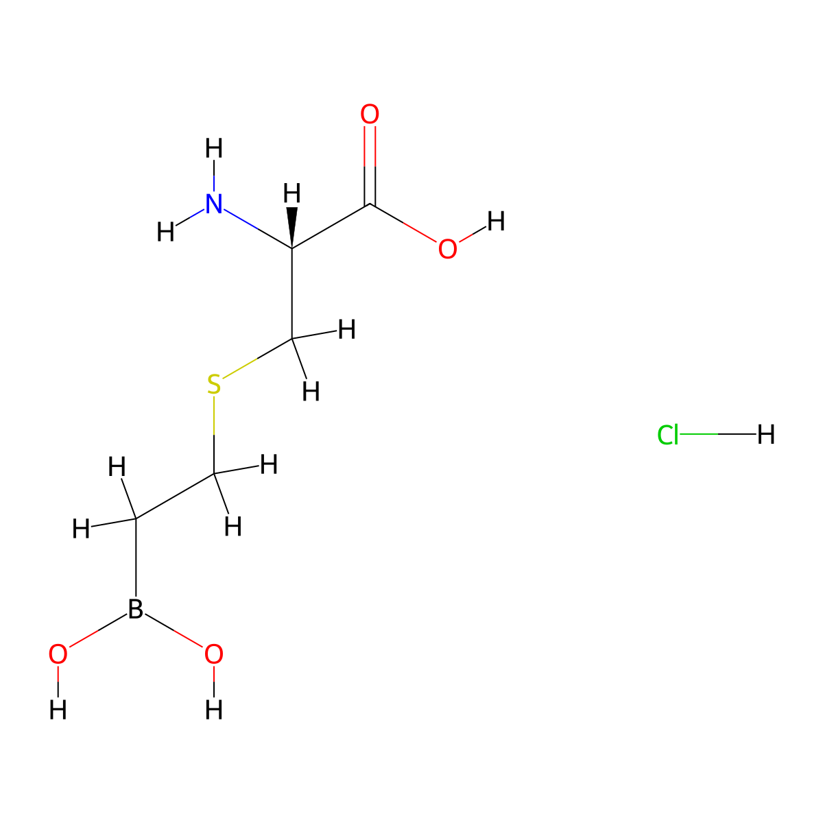 L-Cysteine, S-(2-boronoethyl)-, hydrochloride (1:1) molecular structure, CAS 222638-67-7