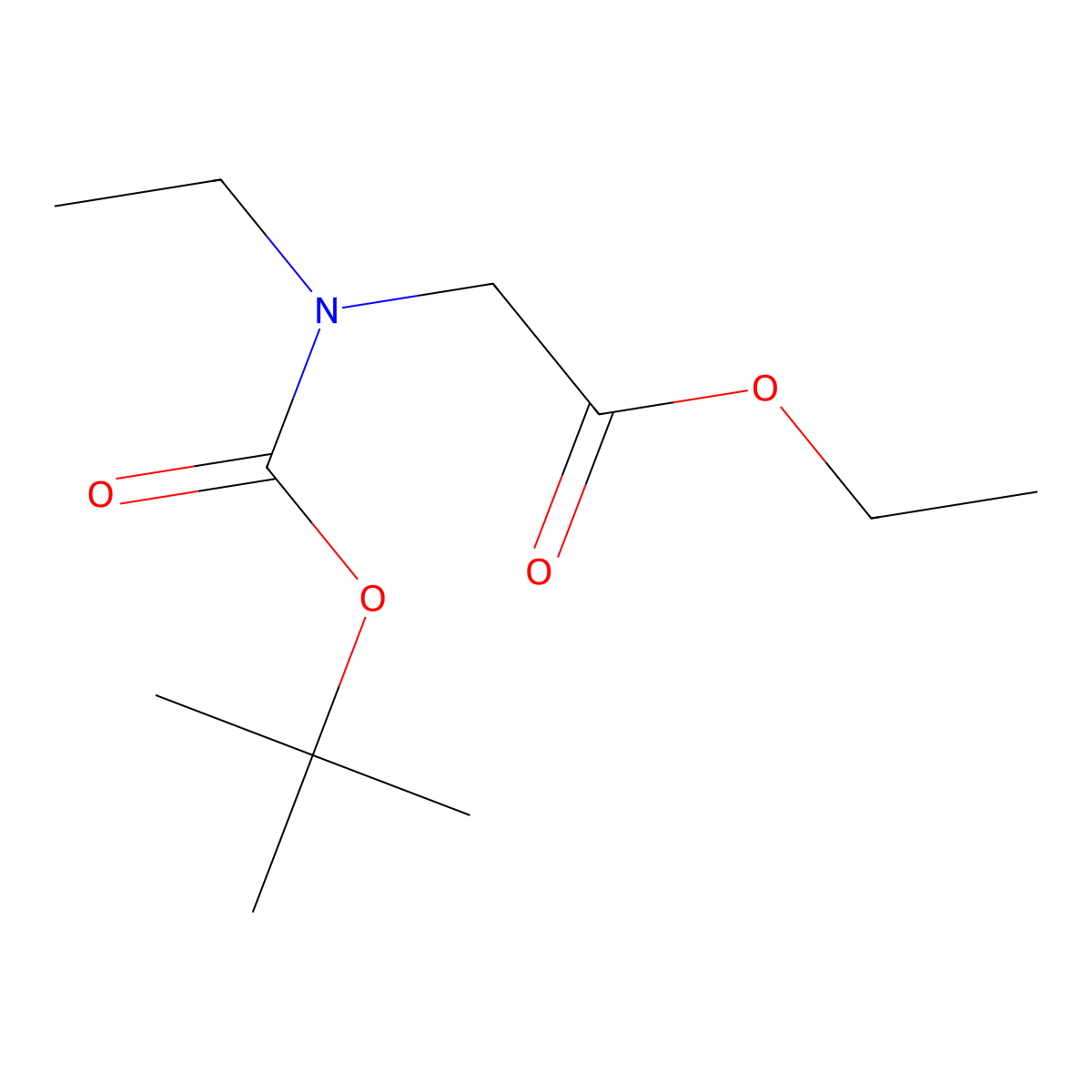 Ethyl 2-((tert-butoxycarbonyl)(ethyl)amino)acetate molecular structure, CAS 222641-11-4
