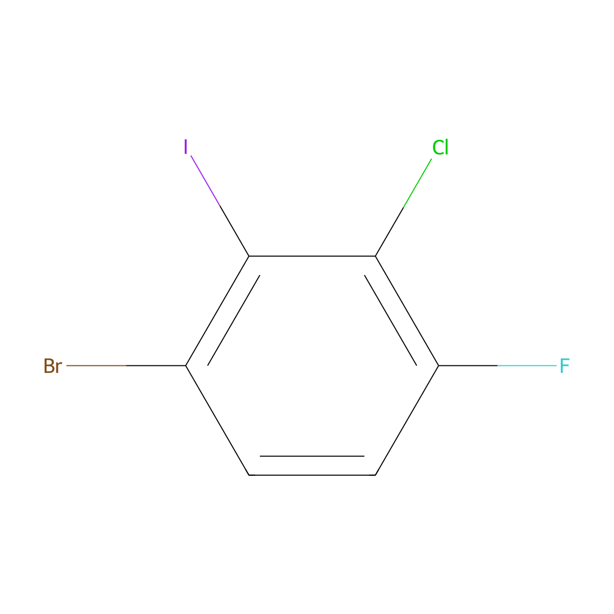 1-Bromo-3-chloro-4-fluoro-2-iodobenzene molecular structure, CAS 2226439-58-1