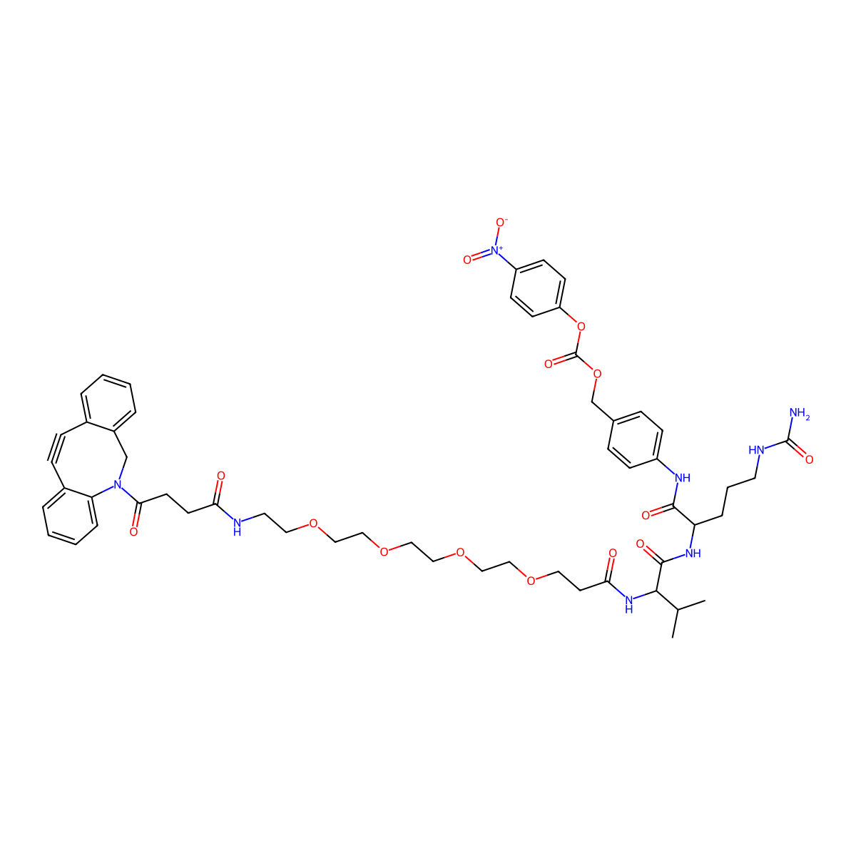 DBCO-PEG4-Val-Cit-PAB-PNP molecular structure, CAS 2226472-28-0