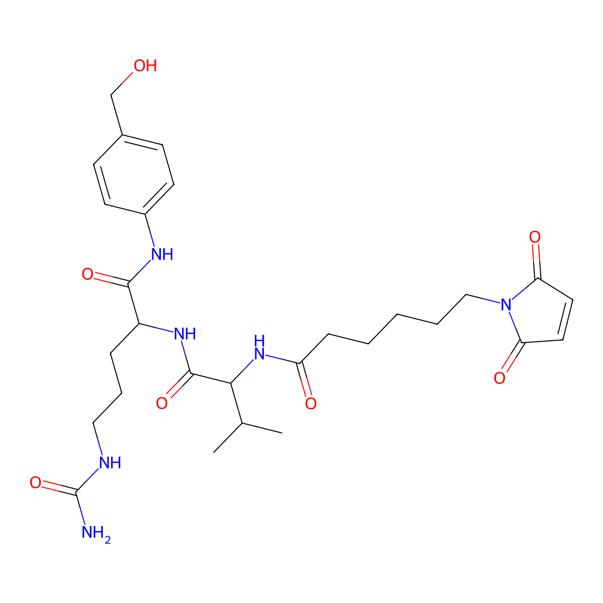 6-(2,5-dioxopyrrol-1-yl)-N-[1-[[1-[[4-(hydroxymethyl)phenyl]carbamoyl]-4-ureido-butyl]carbamoyl]-2-methyl-propyl]hexanamide molecular structure, CAS 2226490-85-1