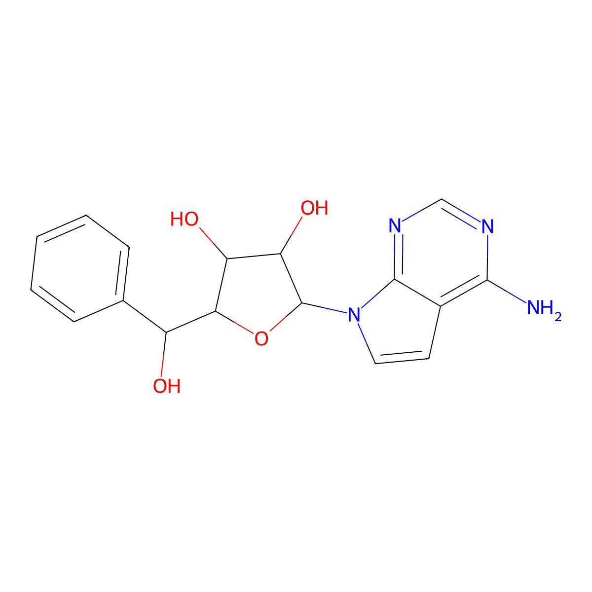 (2R,3R,4S,5R)-2-(4-Amino-7H-pyrrolo[2,3-d]pyrimidin-7-yl)-5-((S)-hydroxy(phenyl)methyl)tetrahydrofuran-3,4-diol molecular structure, CAS 2226515-75-7