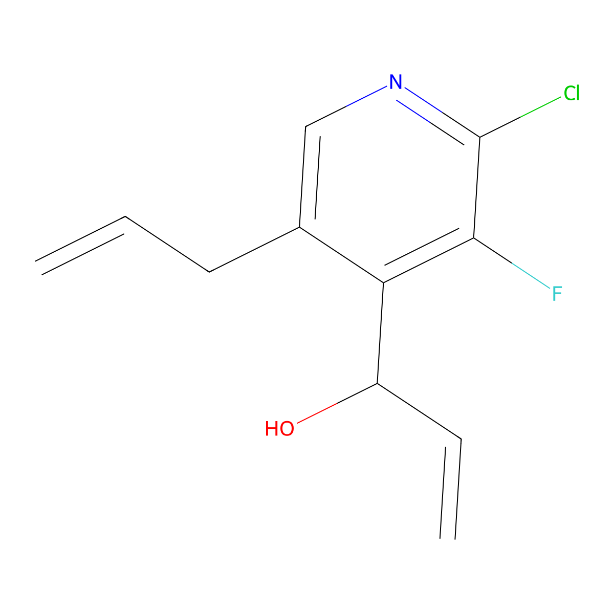 1-(5-Allyl-2-chloro-3-fluoropyridin-4-yl)prop-2-en-1-ol molecular structure, CAS 2226541-27-9