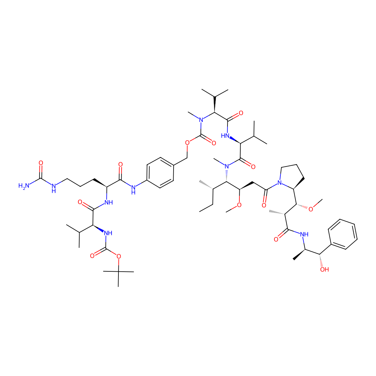 Boc-Val-Cit-PAB-MMAE molecular structure, CAS 2226611-21-6