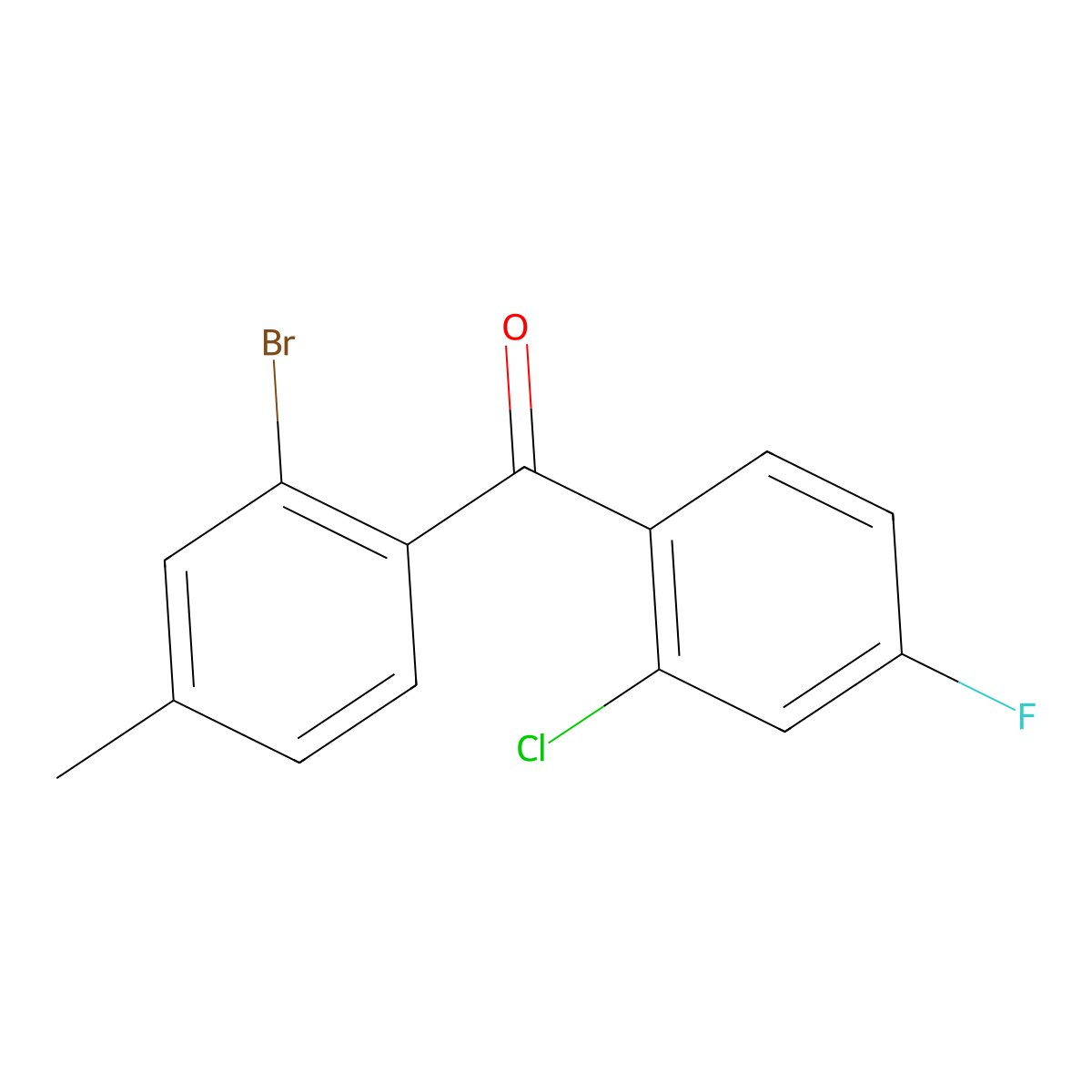 (2-Bromo-4-methylphenyl)(2-chloro-4-fluorophenyl)methanone molecular structure, CAS 2226650-44-6