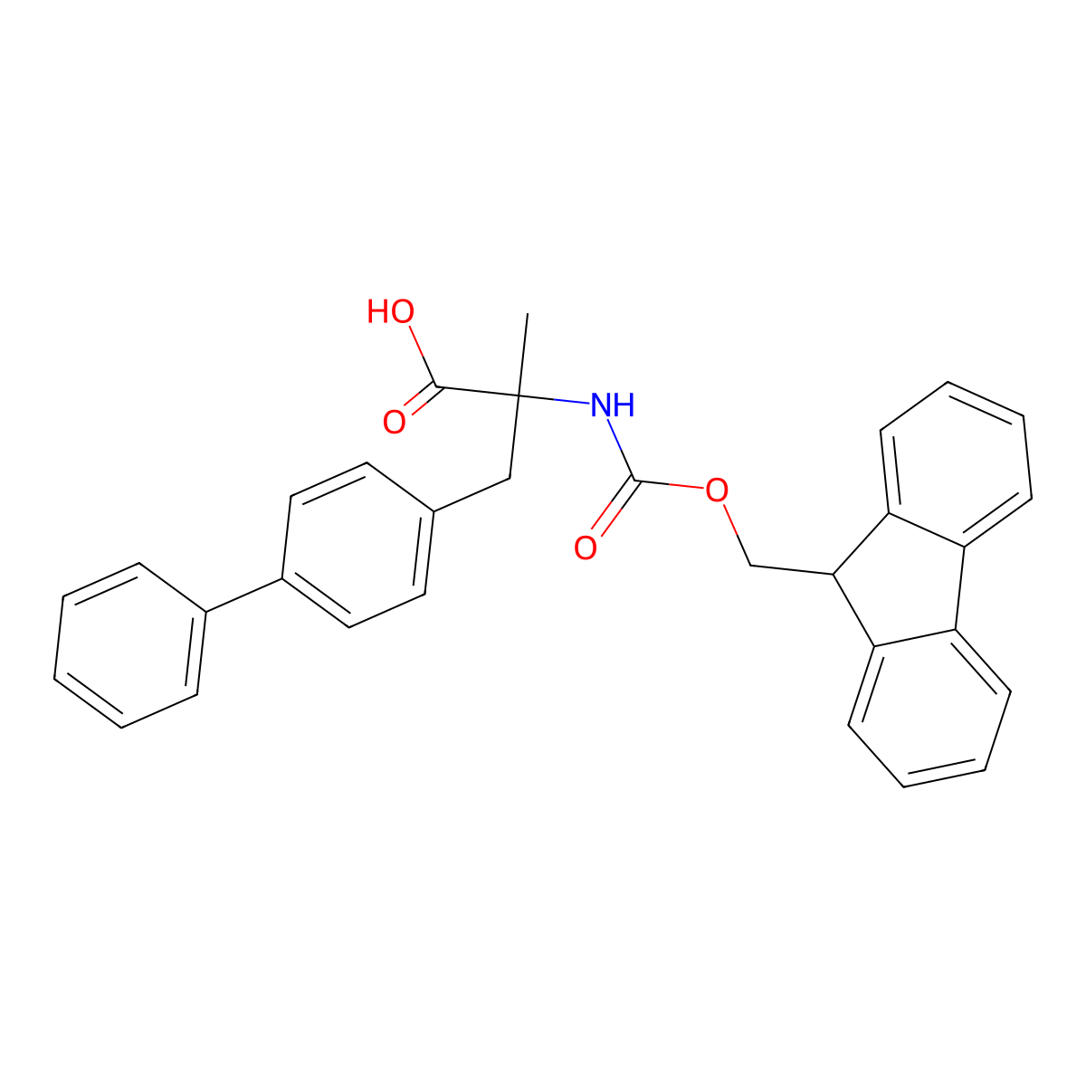 (S)-2-((((9H-Fluoren-9-yl)methoxy)carbonyl)amino)-3-([1,1'-biphenyl]-4-yl)-2-methylpropanoic acid molecular structure, CAS 2226710-41-2