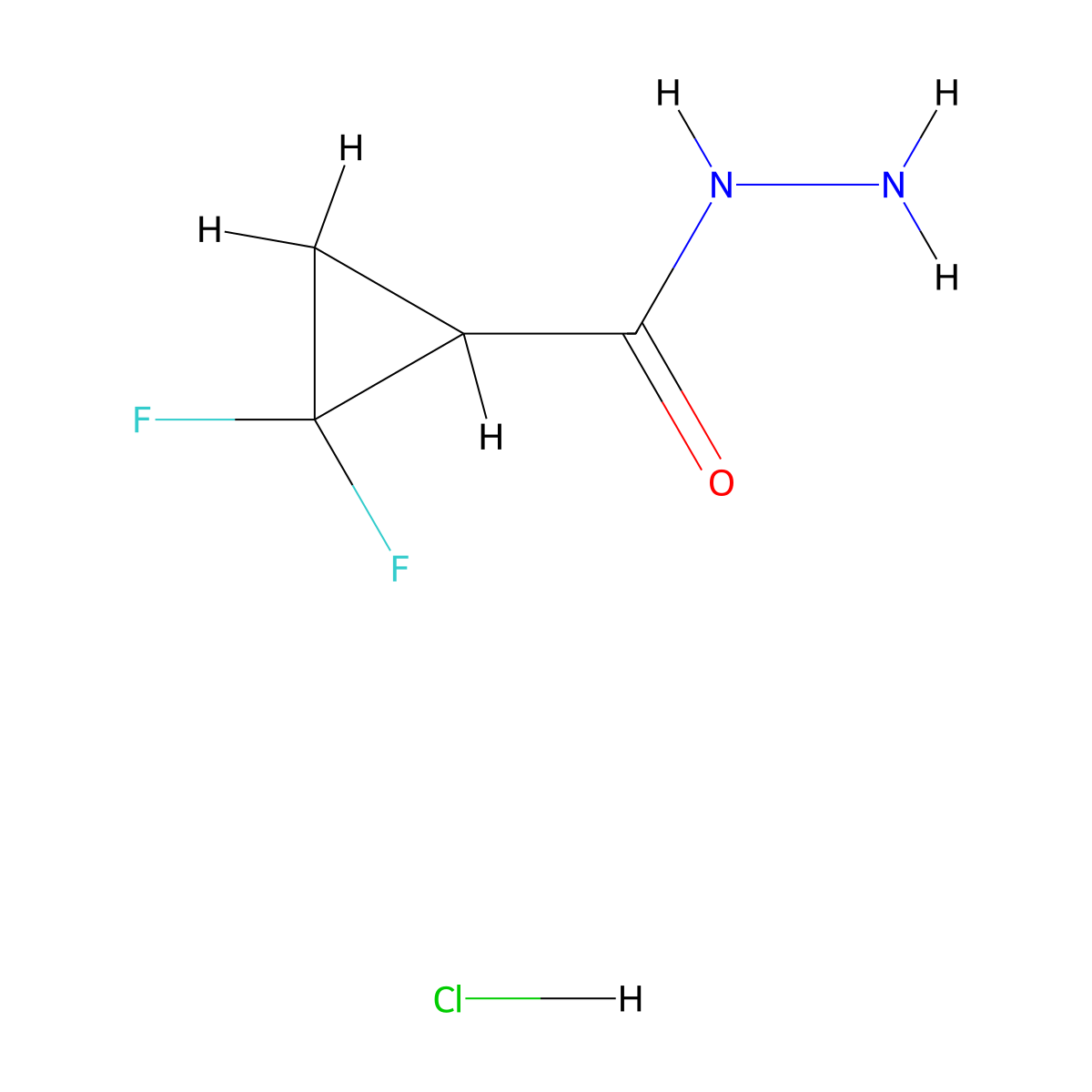 2,2-Difluorocyclopropane-1-carbohydrazide hydrochloride molecular structure, CAS 2226716-01-2