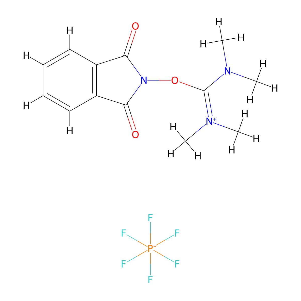 2-(1,3-Dioxoisoindolin-2-yl)-1,1,3,3-tetramethylisouronium hexafluorophosphate(V) molecular structure, CAS 2226728-58-9