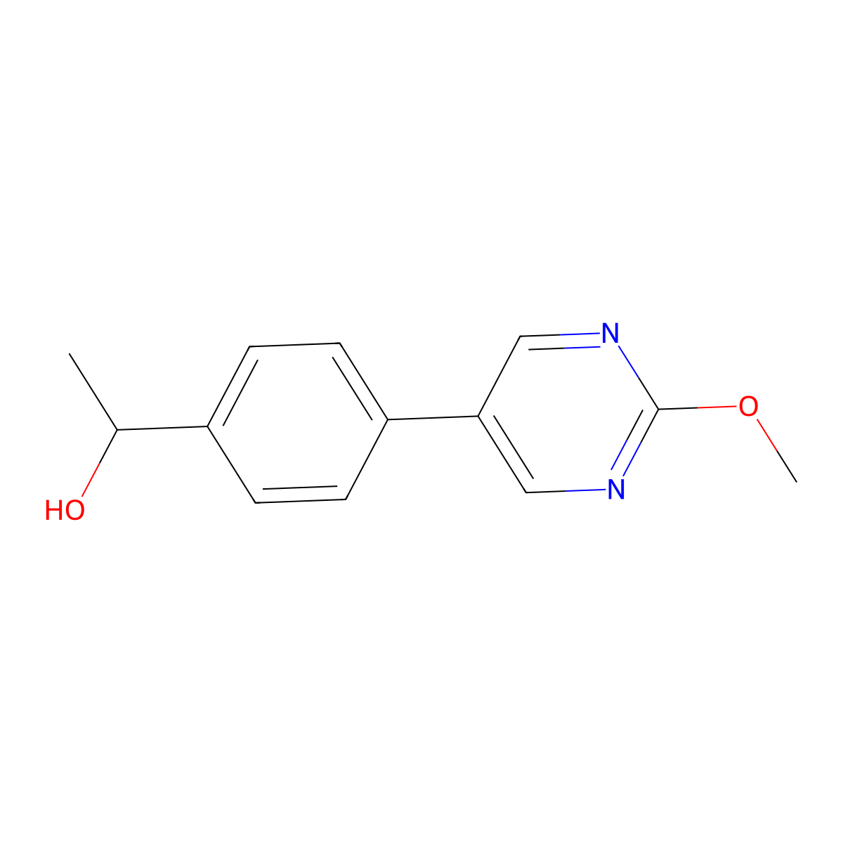 4-(2-Methoxy-5-pyrimidinyl)-|A-methylbenzenemethanol molecular structure, CAS 2226786-07-6