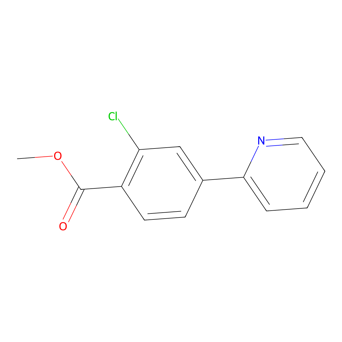 Methyl 2-chloro-4-(pyridin-2-yl)benzoate molecular structure, CAS 2226807-14-1