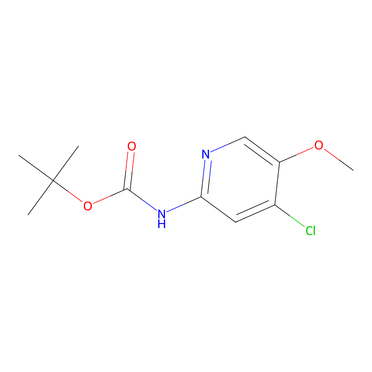 tert-butyl N-(4-chloro-5-methoxy-2-pyridinyl)carbamate molecular structure, CAS 2226890-53-3