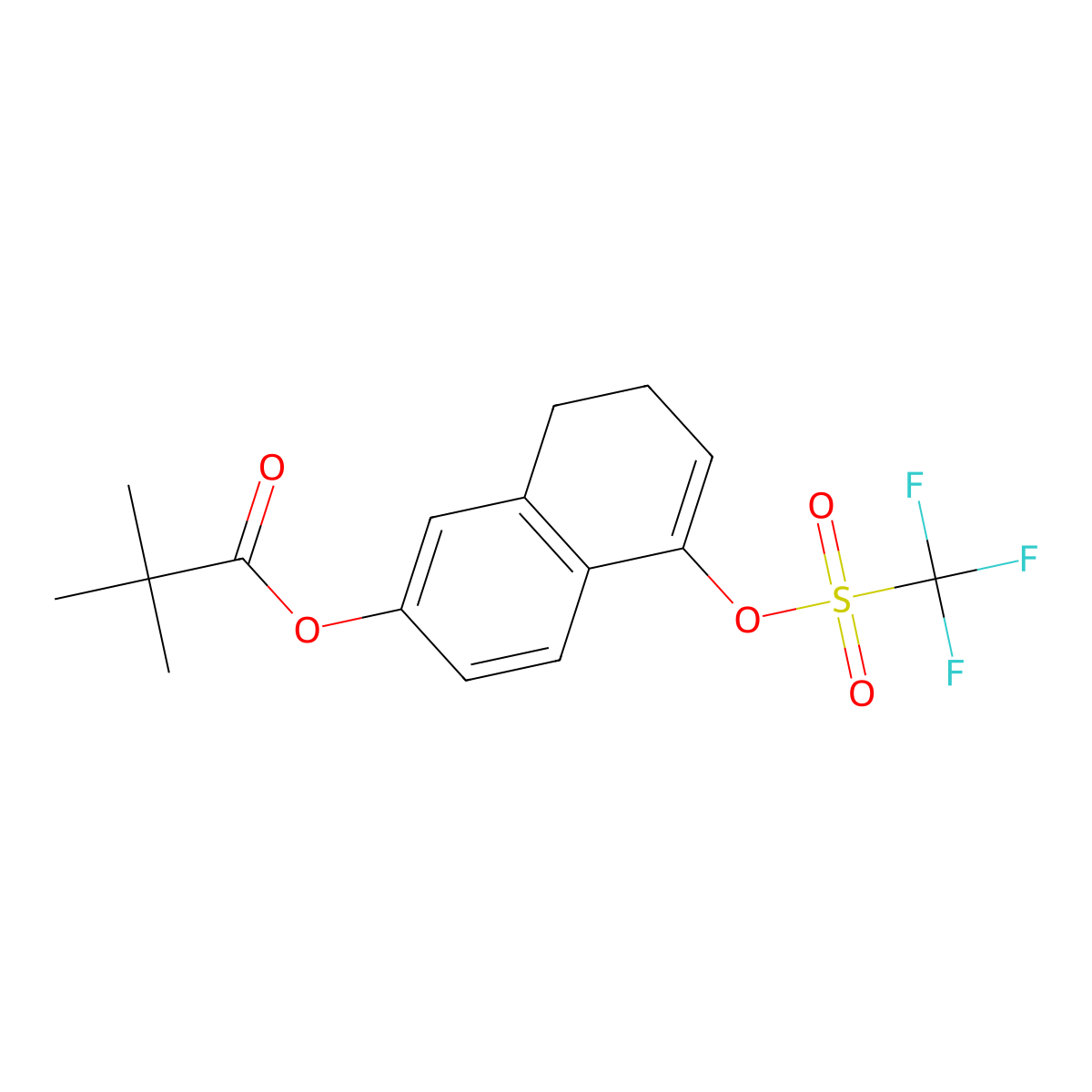 5-(((Trifluoromethyl)sulfonyl)oxy)-7,8-dihydronaphthalen-2-yl pivalate molecular structure, CAS 2226904-85-2