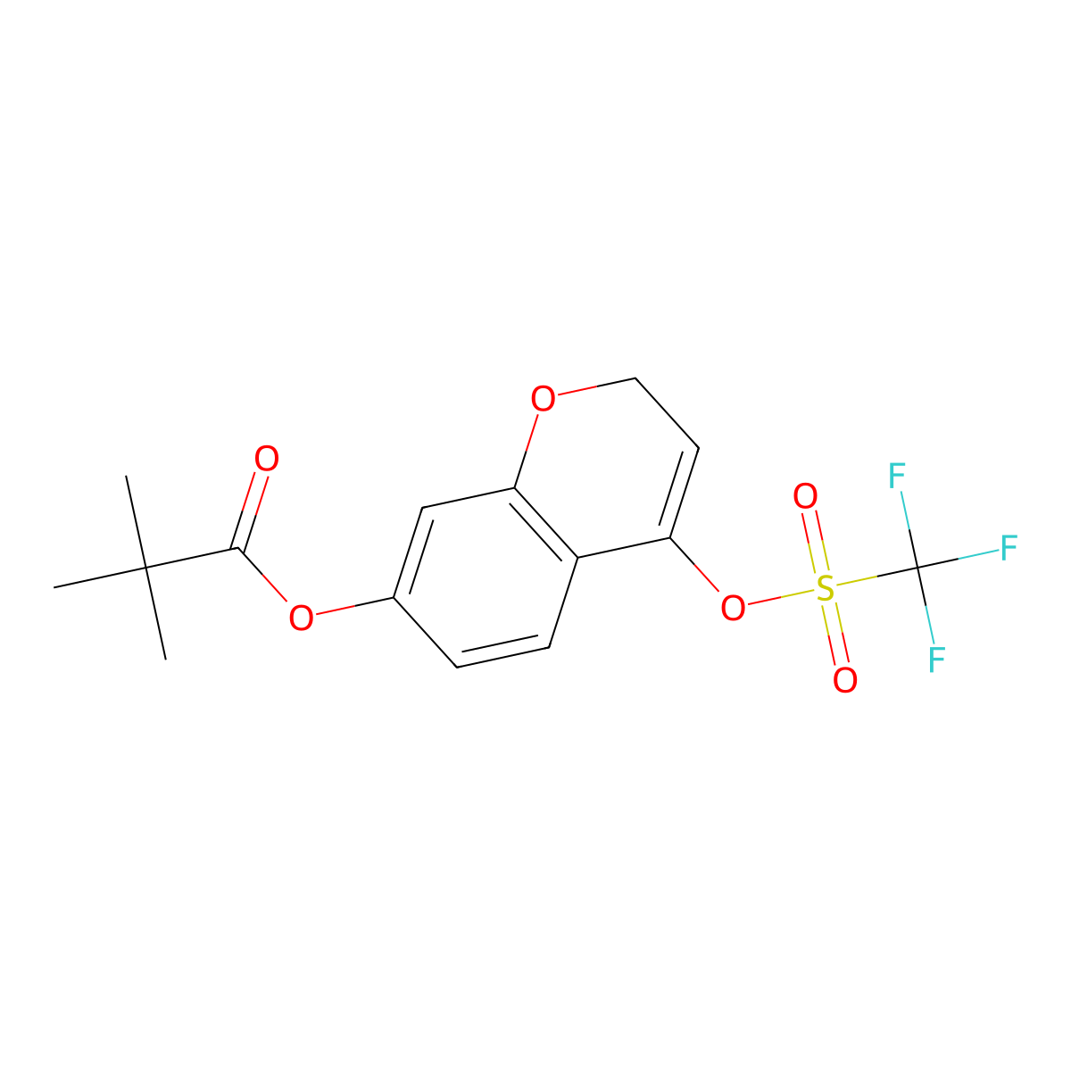 4-(((Trifluoromethyl)sulfonyl)oxy)-2H-chromen-7-yl pivalate molecular structure, CAS 2226904-90-9