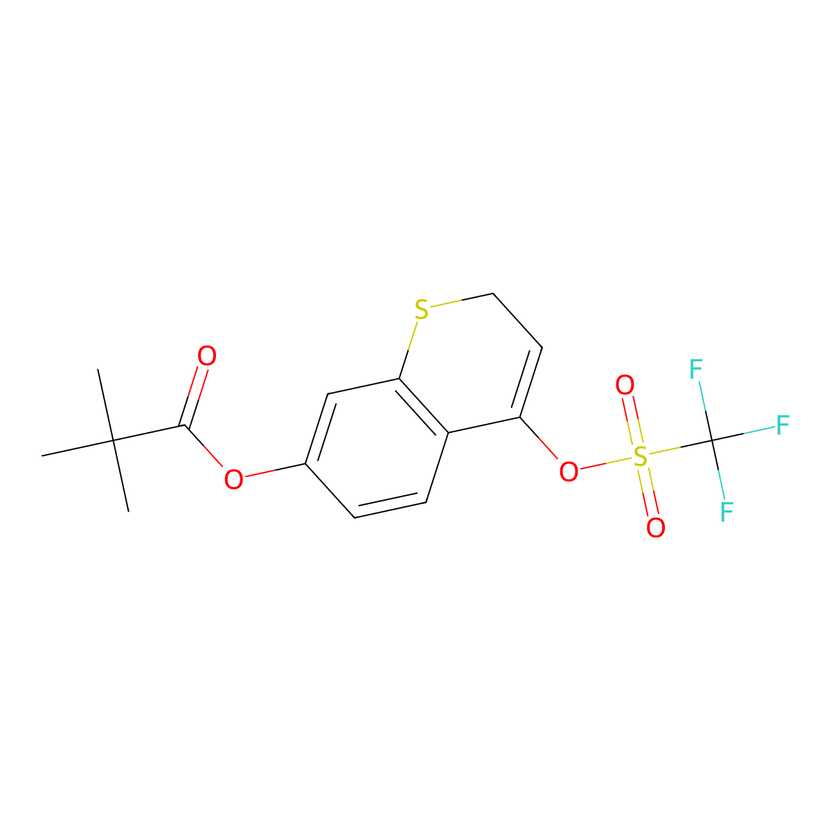 4-(((Trifluoromethyl)sulfonyl)oxy)-2H-thiochromen-7-yl pivalate molecular structure, CAS 2226904-96-5