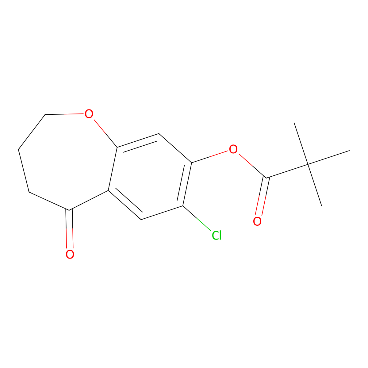 7-Chloro-5-oxo-2,3,4,5-tetrahydrobenzo[b]oxepin-8-yl pivalate molecular structure, CAS 2226905-13-9