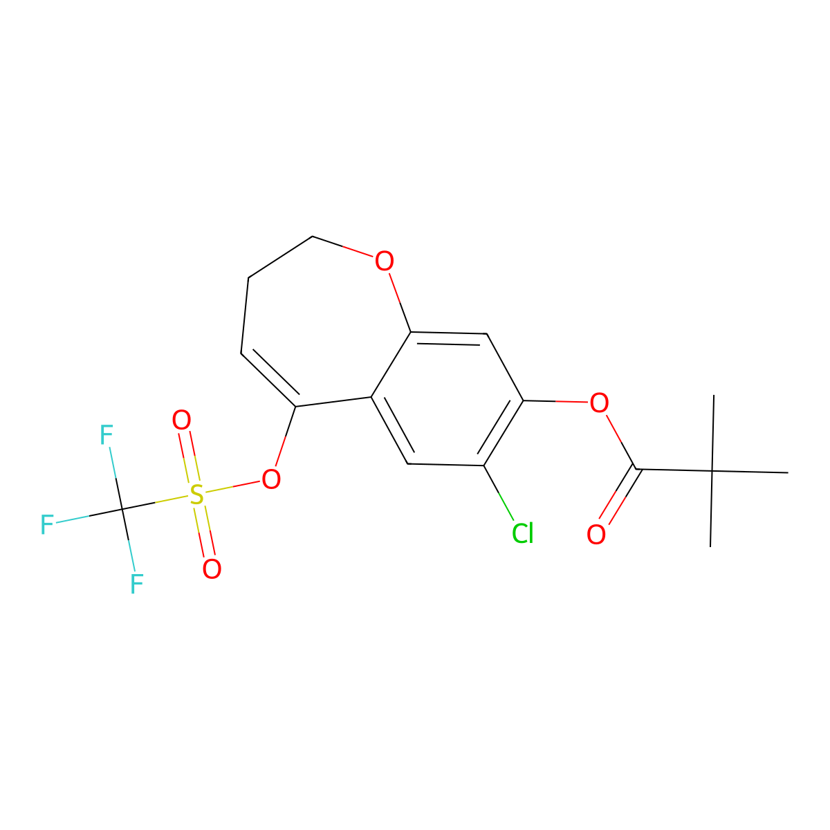 7-Chloro-5-(((trifluoromethyl)sulfonyl)oxy)-2,3-dihydrobenzo[b]oxepin-8-yl pivalate molecular structure, CAS 2226905-14-0