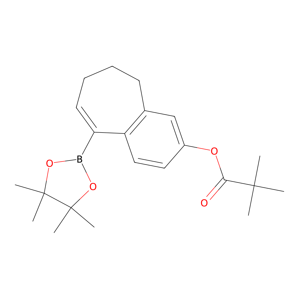 9-(4,4,5,5-tetramethyl-1,3,2-dioxaborolan-2-yl)-6,7-dihydro-5H-benzo[7]annulen-3-yl pivalate molecular structure, CAS 2226905-70-8