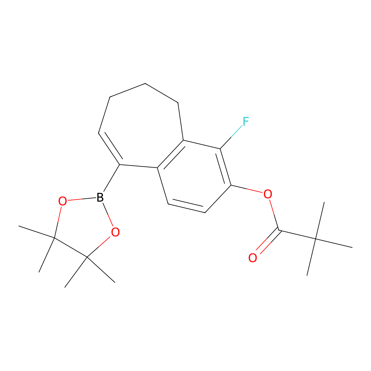 4-Fluoro-9-(4,4,5,5-tetramethyl-1,3,2-dioxaborolan-2-yl)-6,7-dihydro-5H-benzo[7]annulen-3-yl pivalate molecular structure, CAS 2226905-74-2