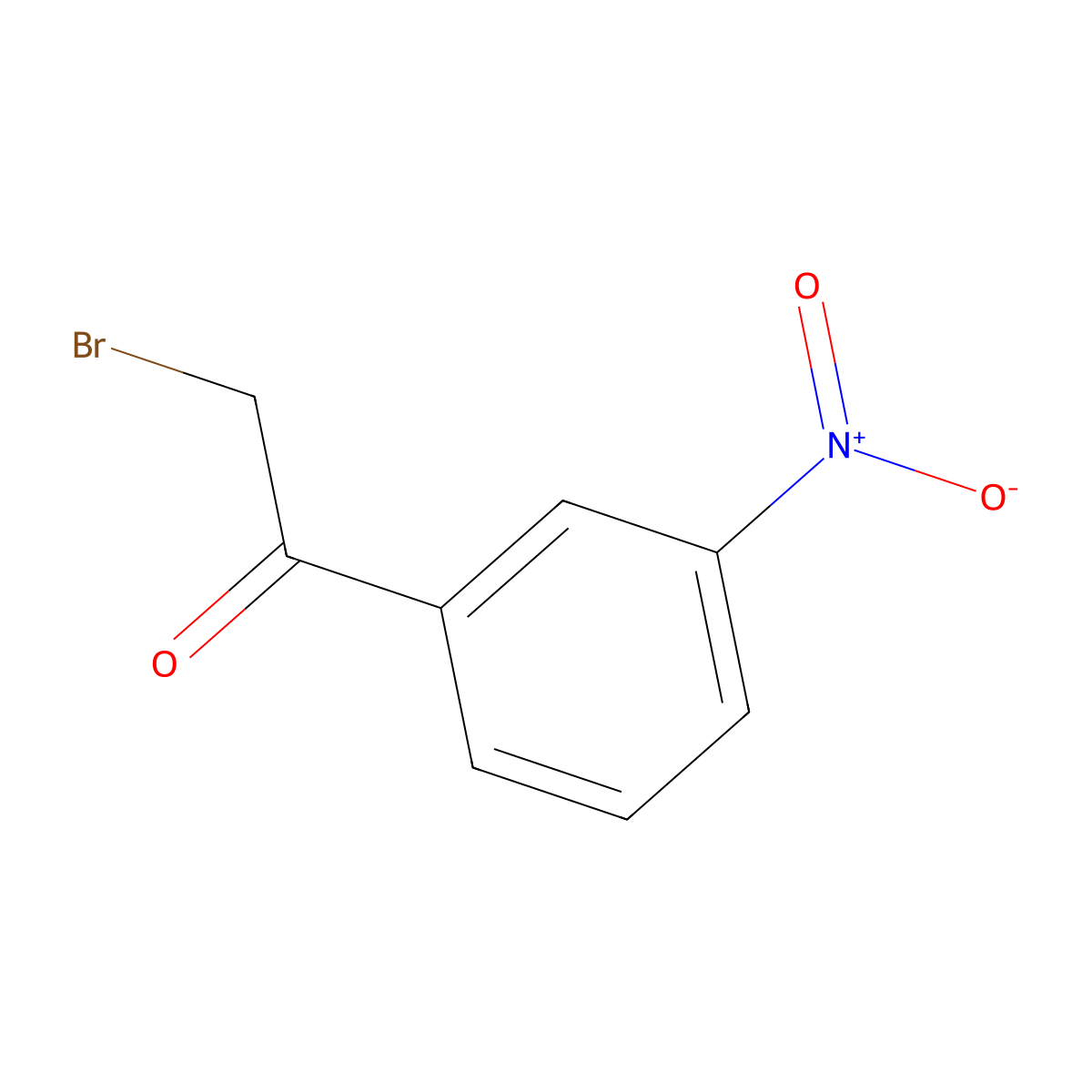 2-Bromo-1-(3-nitrophenyl)ethan-1-one molecular structure, CAS 2227-64-7