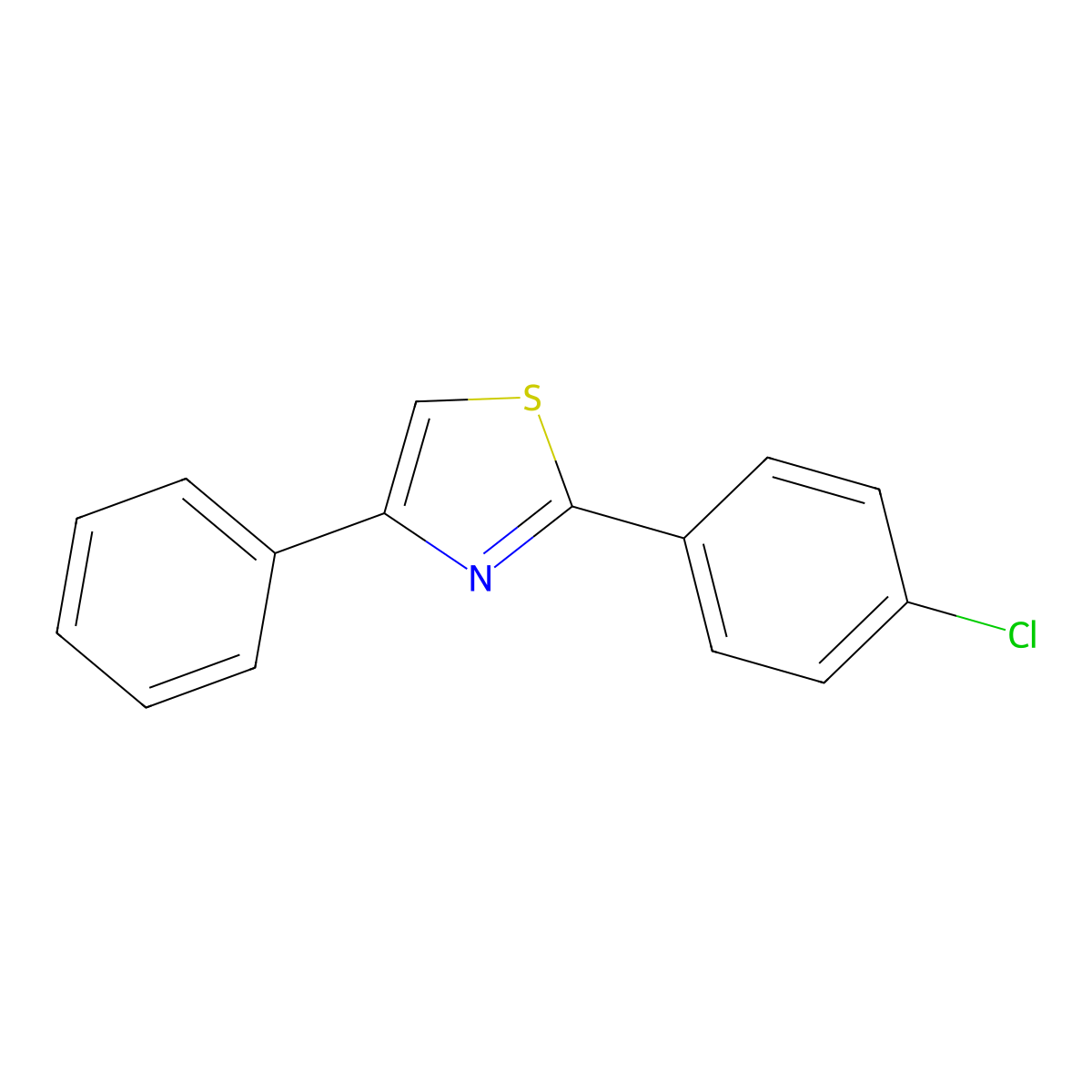 2-(4-Chlorophenyl)-4-phenyl-1,3-thiazole molecular structure, CAS 2227-72-7