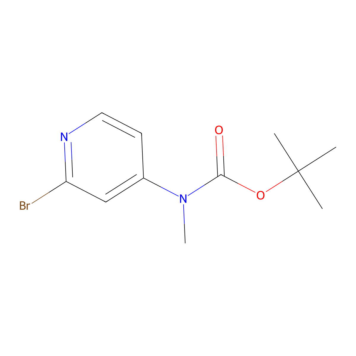 tert-butyl N-(2-bromopyridin-4-yl)-N-methylcarbamate molecular structure, CAS 2227010-56-0