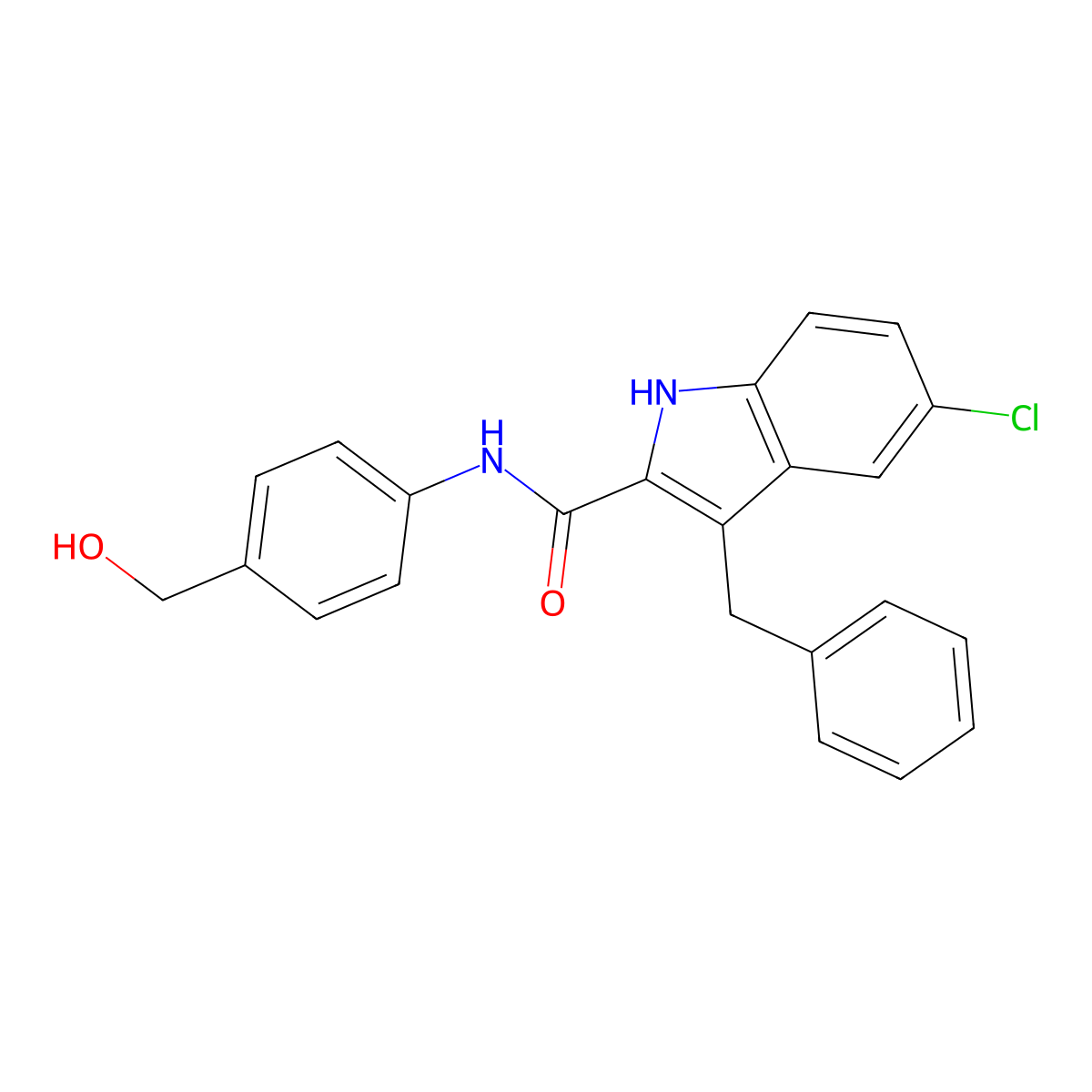 5-Chloro-N-[4-(hydroxymethyl)phenyl]-3-(phenylmethyl)-1H-indole-2-carboxamide molecular structure, CAS 2227017-46-9