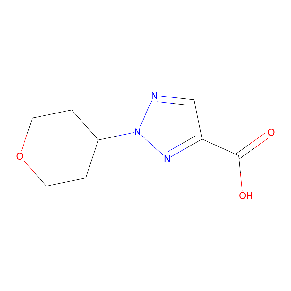 2-(oxan-4-yl)-2H-1,2,3-triazole-4-carboxylicacid molecular structure, CAS 2227024-06-6