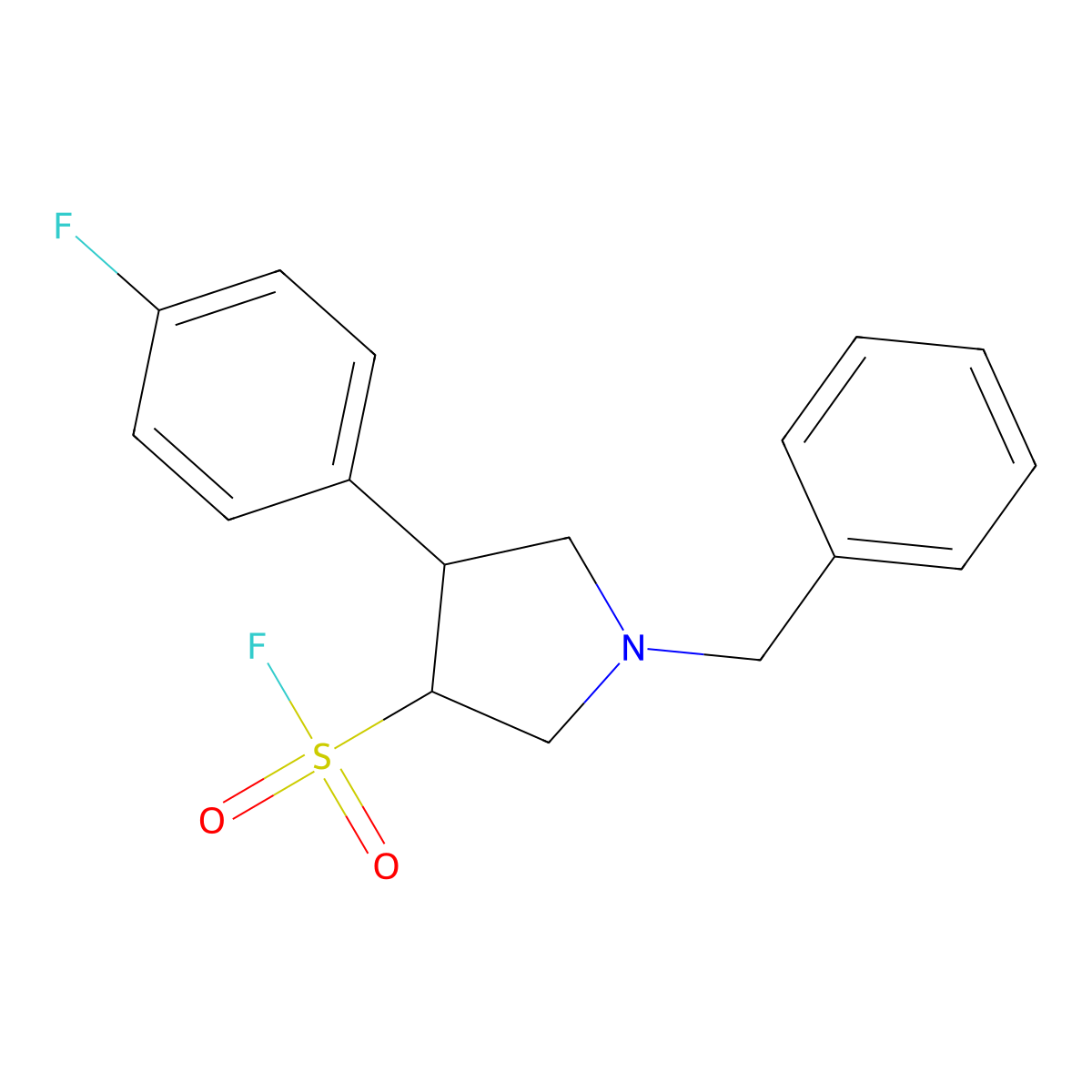 (3S,4R)-1-benzyl-4-(4-fluorophenyl)pyrrolidine-3-sulfonyl fluoride molecular structure, CAS 2227033-90-9