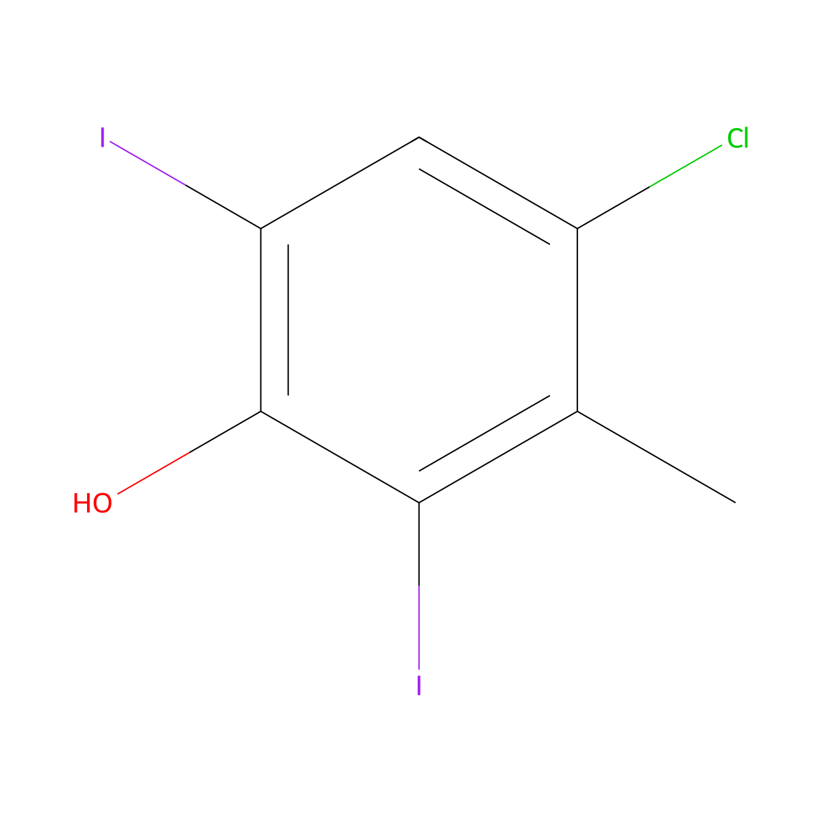 4-Chloro-2,6-diiodo-3-methyl-phenol molecular structure, CAS 2227035-28-9