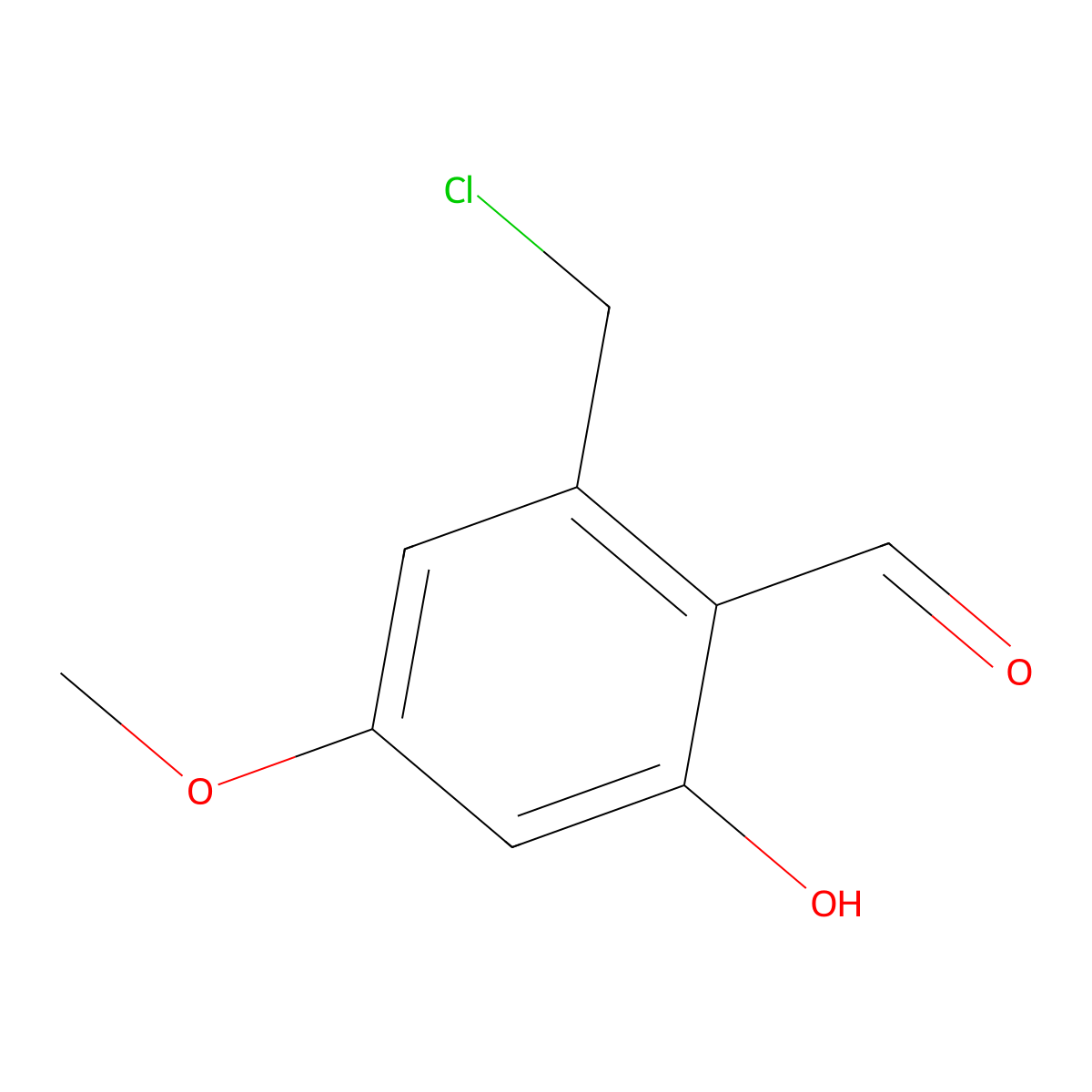 2-(Chloromethyl)-6-hydroxy-4-methoxybenzaldehyde molecular structure, CAS 2227104-35-8