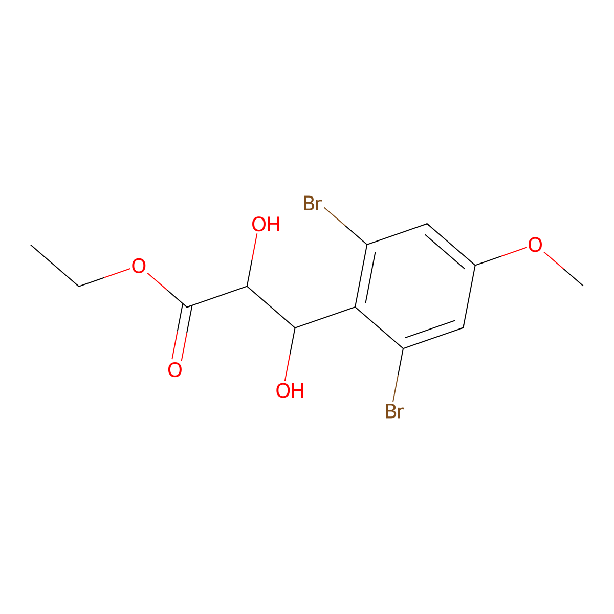 Ethyl 3-(2,6-dibromo-4-methoxyphenyl)-2,3-dihydroxypropanoate molecular structure, CAS 2227107-26-6