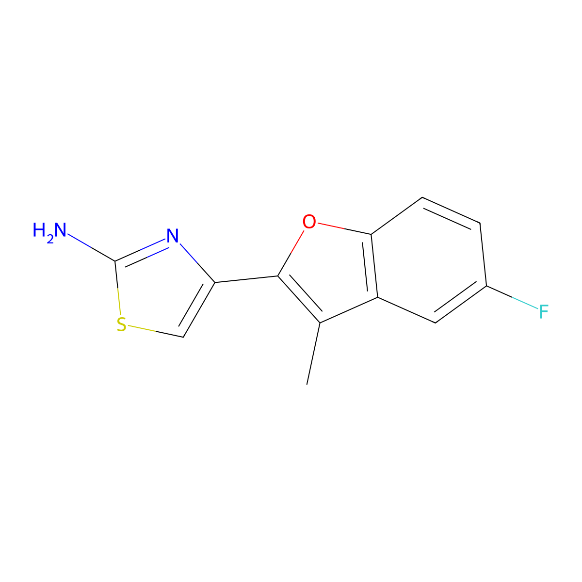 4-(5-Fluoro-3-methylbenzofuran-2-yl)thiazol-2-amine molecular structure, CAS 2227107-42-6