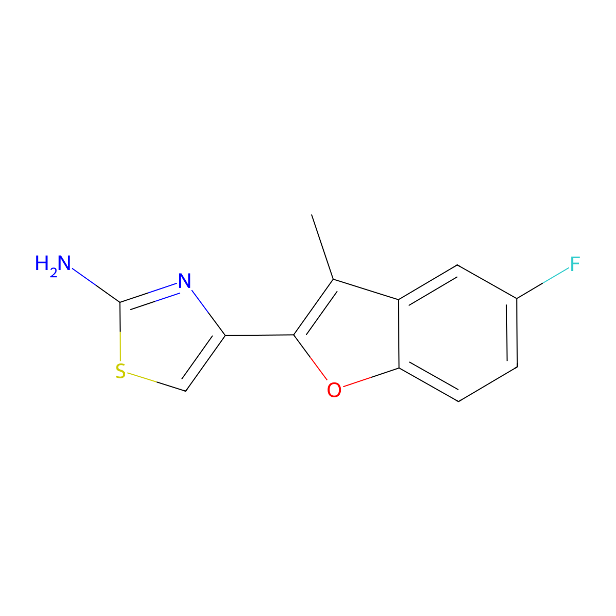 4-(5-Fluoro-3-methylbenzofuran-2-yl)thiazol-2-amine molecular structure, CAS 2227107-42-6