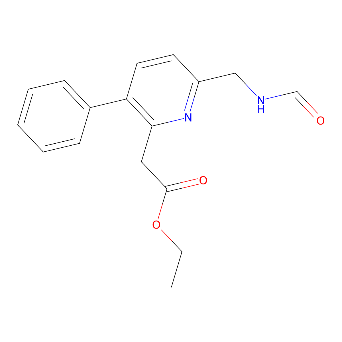 Ethyl 2-[6-(formamidomethyl)-3-phenylpyridin-2-yl]acetate molecular structure, CAS 2227107-74-4