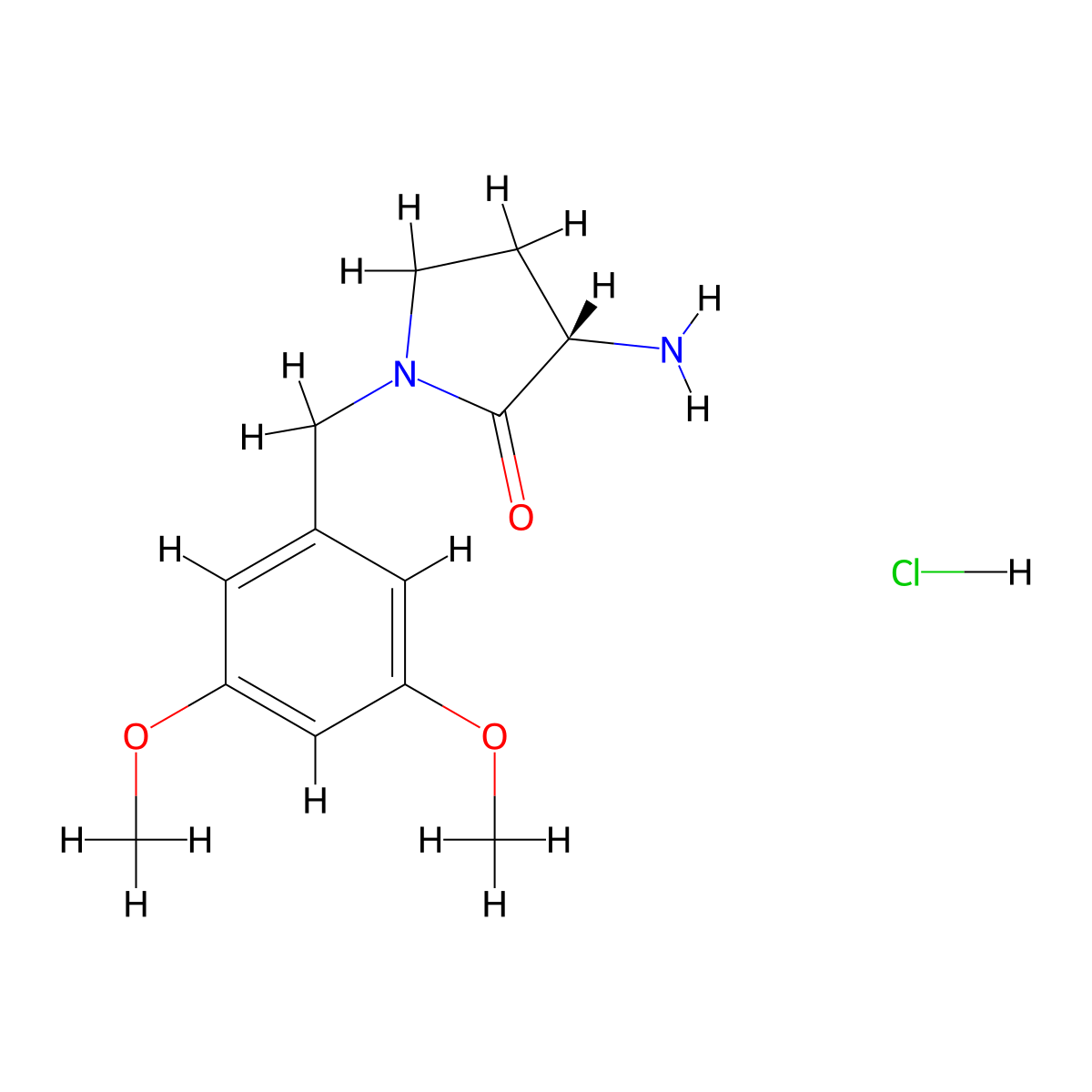 (s)-3-Amino-1-(3,5-dimethoxybenzyl) pyrrolidin-2-one hcl molecular structure, CAS 2227107-80-2
