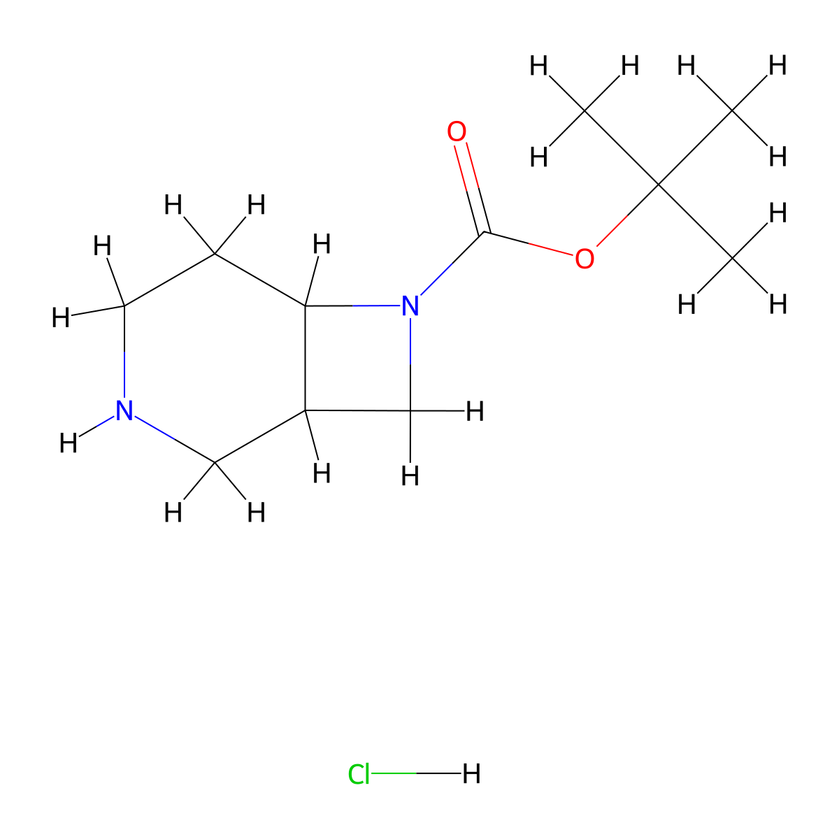 Tert-butyl 3,7-diazabicyclo[4.2.0]octane-7-carboxylate hydrochloride molecular structure, CAS 2227107-91-5
