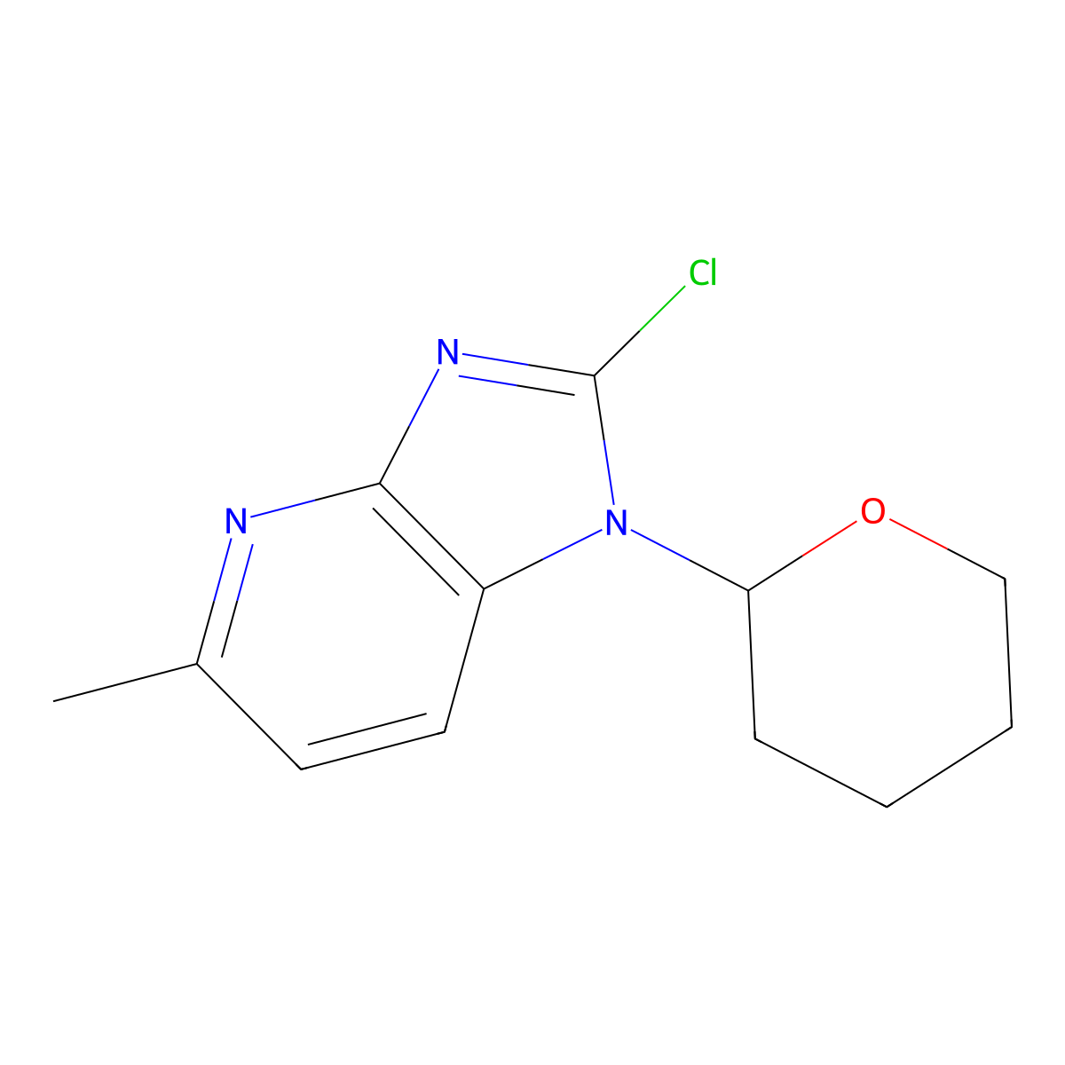 2-Chloro-5-methyl-1-(tetrahydro-2H-pyran-2-yl)-1H-imidazo[4,5-b]pyridine molecular structure, CAS 2227133-04-0