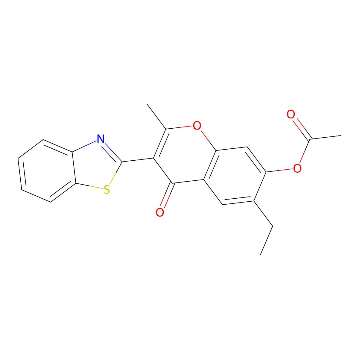 3-(1,3-benzothiazol-2-yl)-6-ethyl-2-methyl-4-oxo-4H-chromen-7-yl acetate molecular structure, CAS 222716-09-8