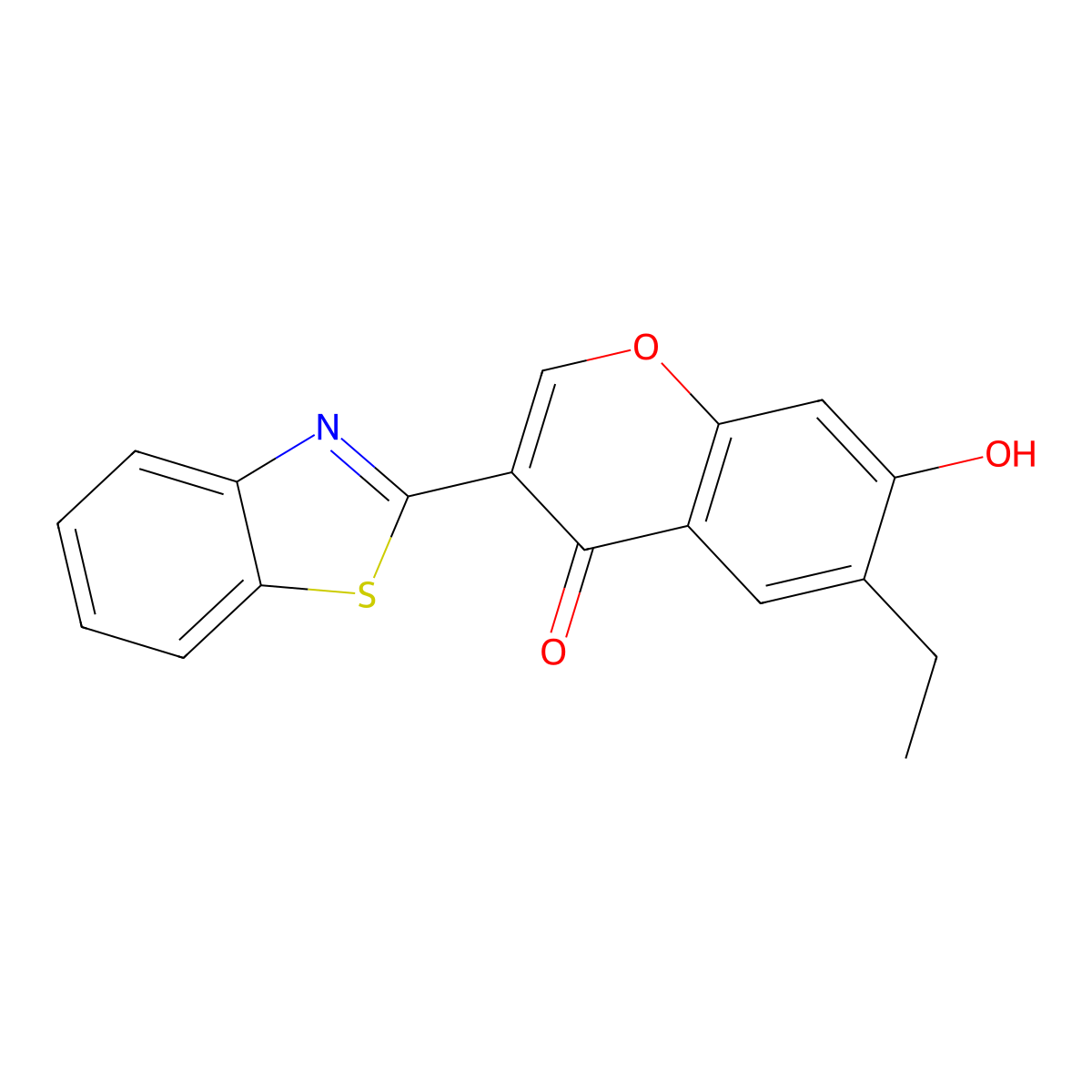 3-(1,3-Benzothiazol-2-yl)-6-ethyl-7-hydroxychromen-4-one molecular structure, CAS 222716-11-2