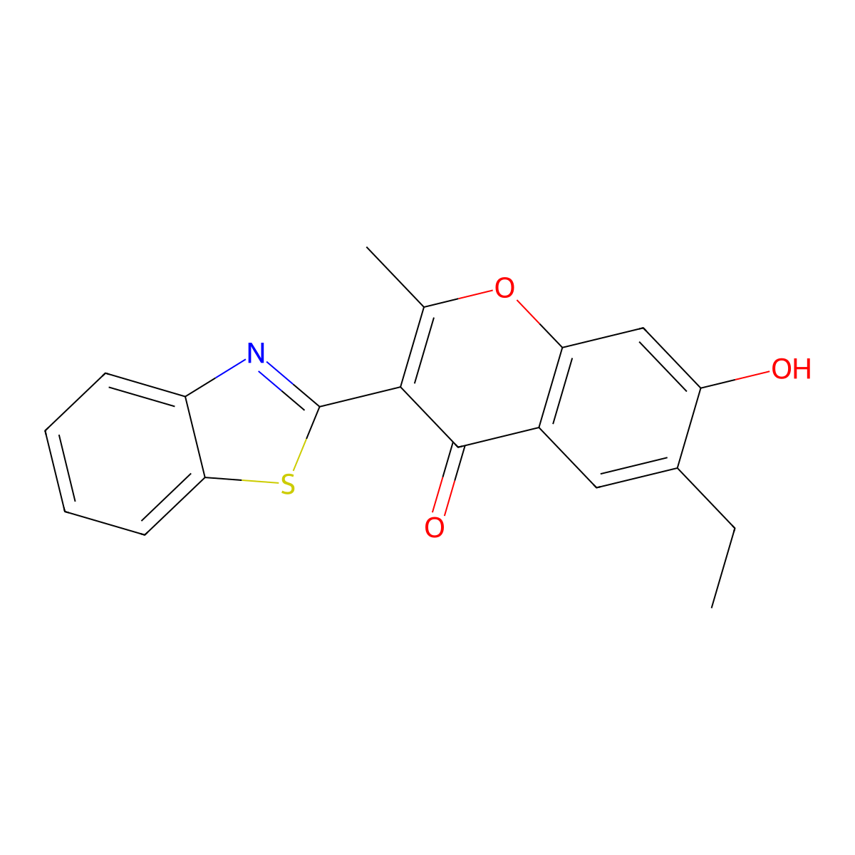 3-(1,3-benzothiazol-2-yl)-6-ethyl-7-hydroxy-2-methyl-4H-chromen-4-one molecular structure, CAS 222716-17-8