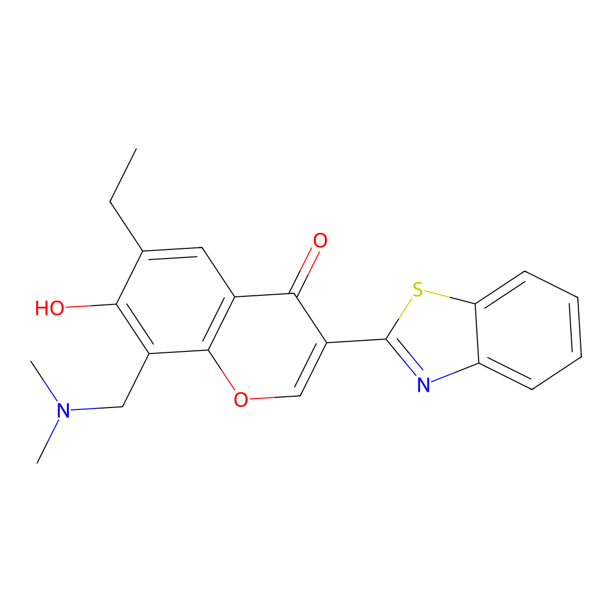 3-(1,3-benzothiazol-2-yl)-8-[(dimethylamino)methyl]-6-ethyl-7-hydroxy-4H-chromen-4-one molecular structure, CAS 222716-28-1