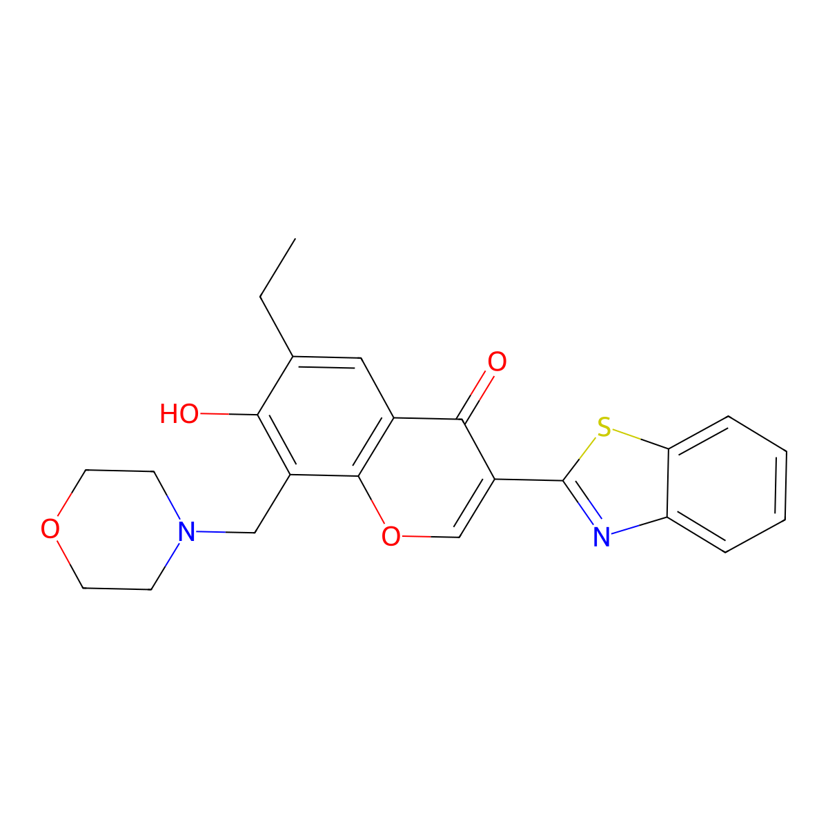 3-(benzo[d]thiazol-2-yl)-6-ethyl-7-hydroxy-8-(morpholinomethyl)-4H-chromen-4-one molecular structure, CAS 222716-32-7