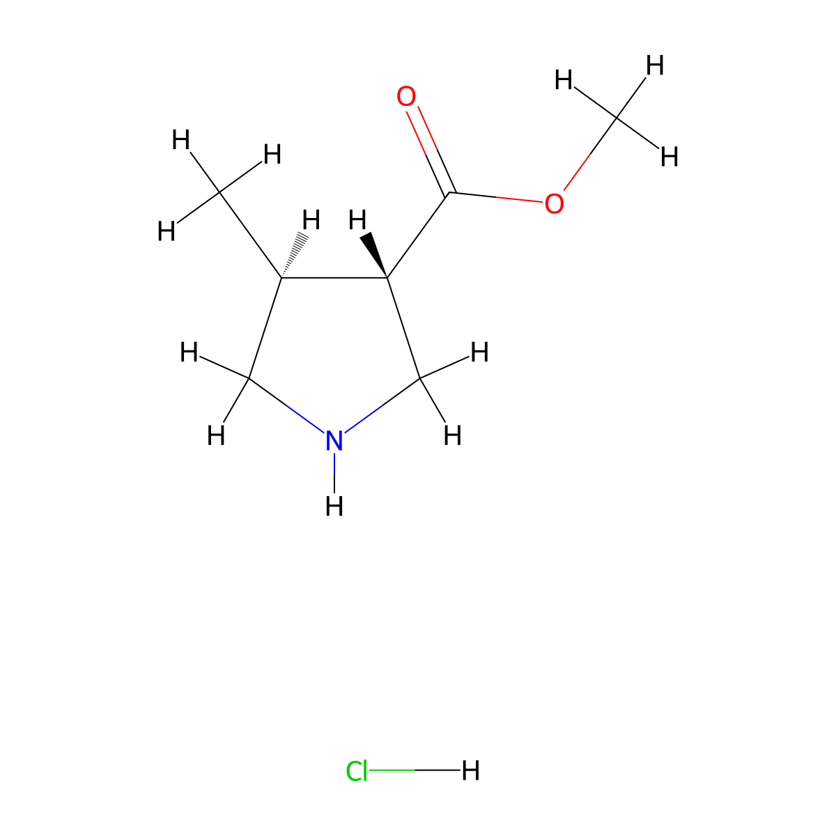 Methyl (3S,4S)-4-methylpyrrolidine-3-carboxylate hydrochloride molecular structure, CAS 2227197-31-9